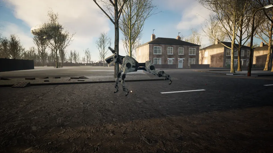 A robot dog running along Lancaster Avenue