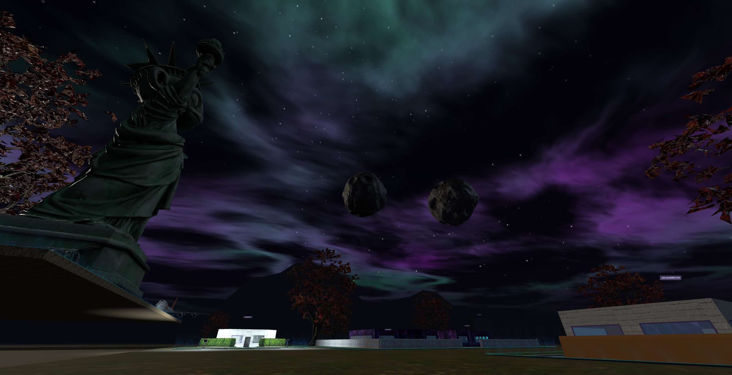 Statue of Liberty & falling asteroids event