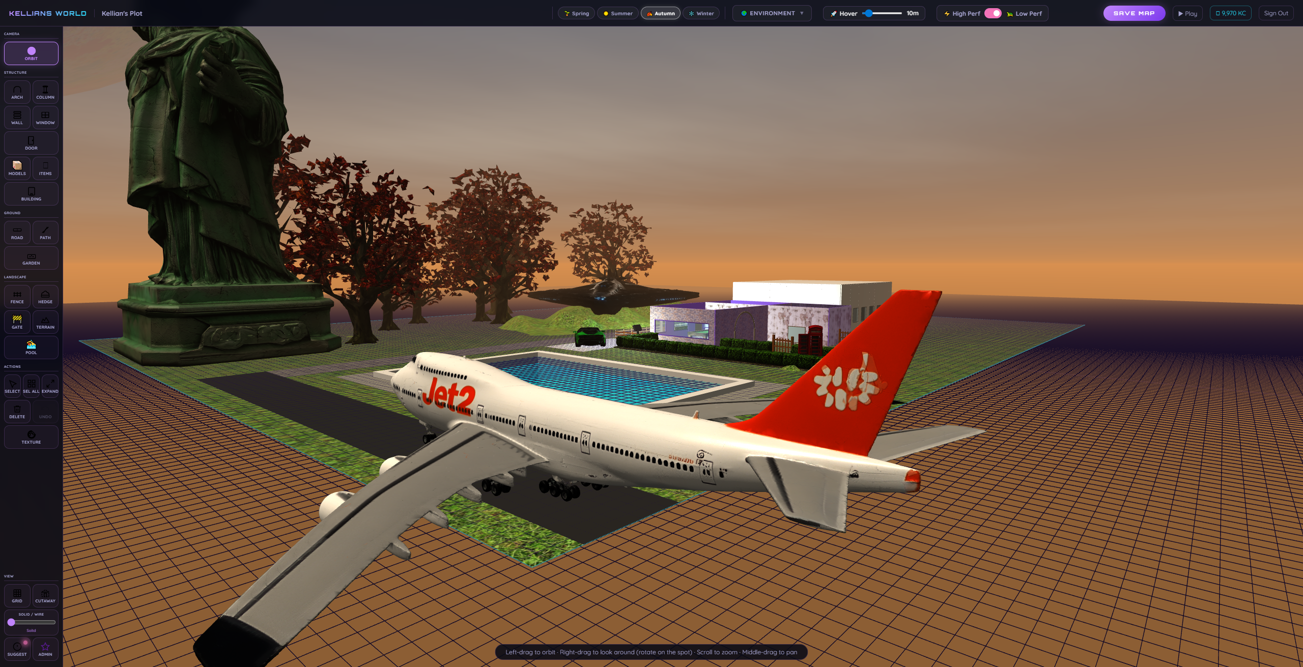 Sims-style 3D Builder interface
