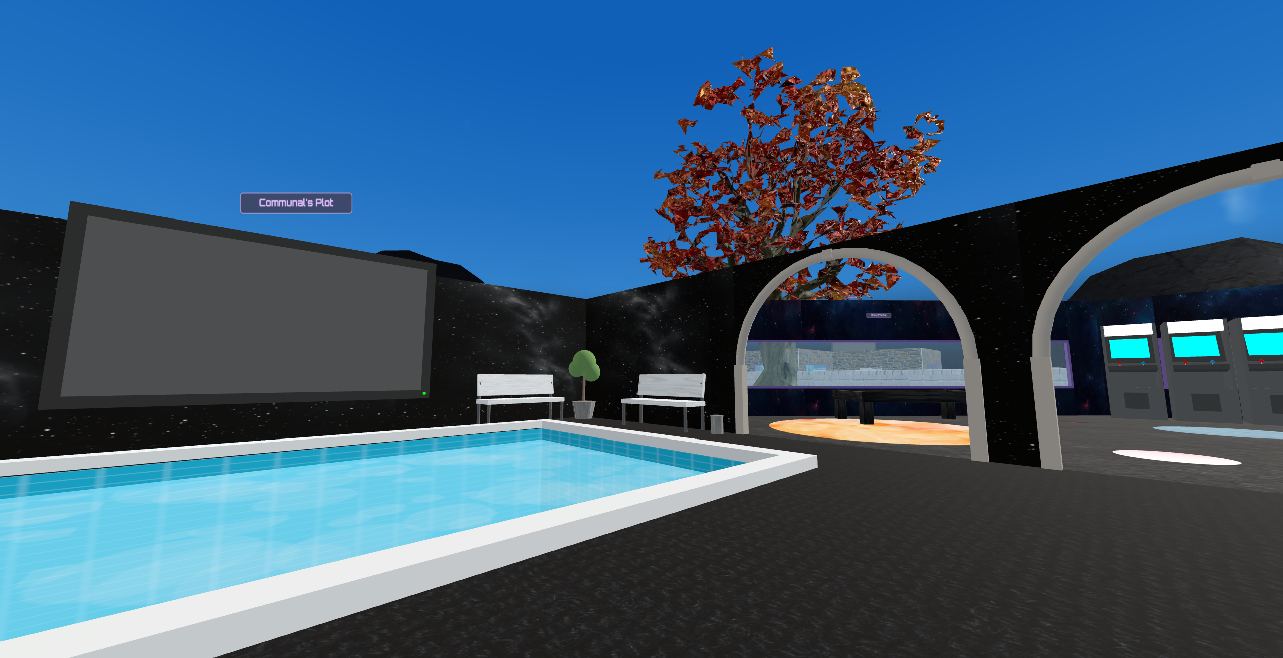 Communal indoor swimming pool and arches