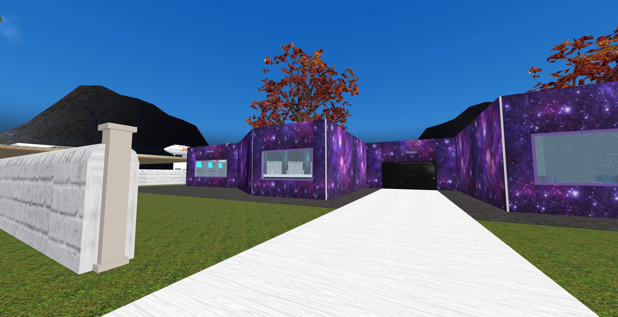 Communal Plaza exterior with space-textured walls